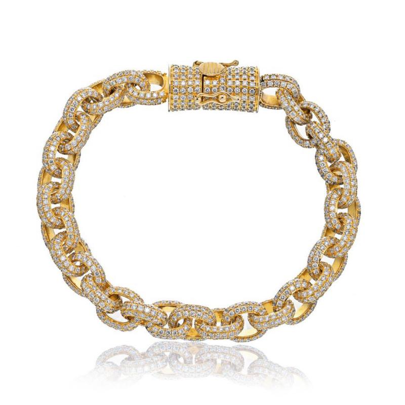 14K YELLOW GOLD 20 00CTS CHUNKY DIAMOND LINK BRACELET