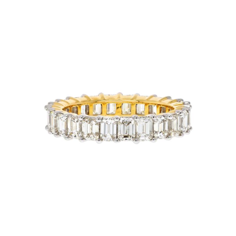 14K YELLOW GOLD 4 25CTS EMERALD CUT DIAMOND ETERNITY ETERNITY BAND