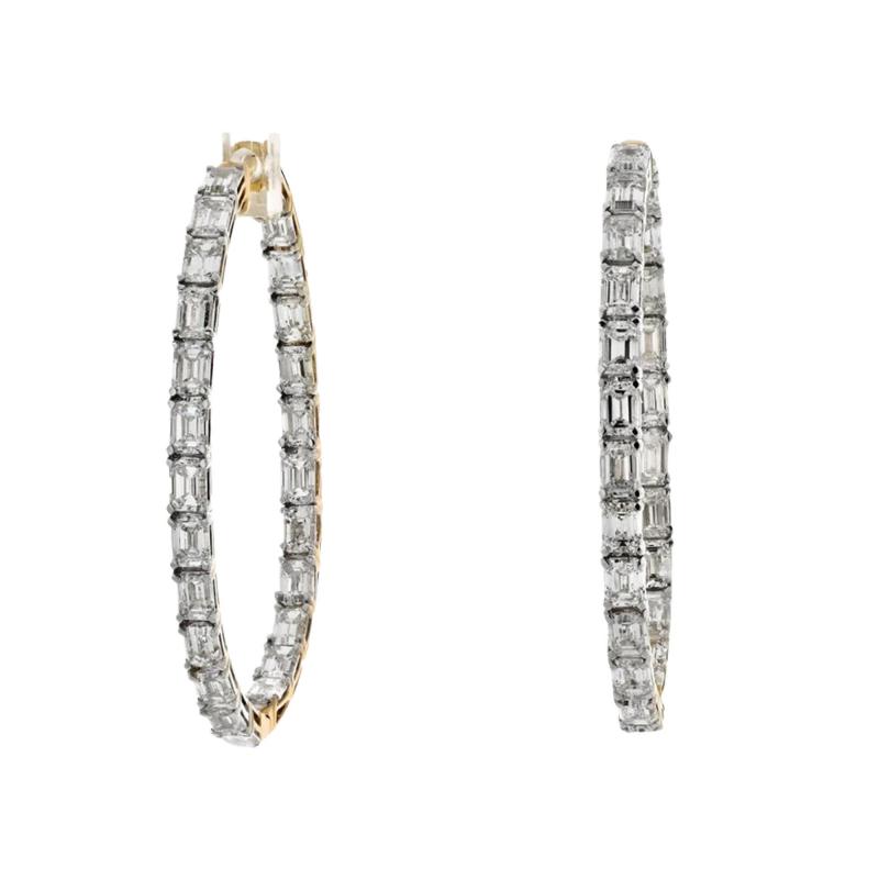 14K YELLOW GOLD 7 50CTTW DIAMOND INSIDE OUT HOOP EARRINGS
