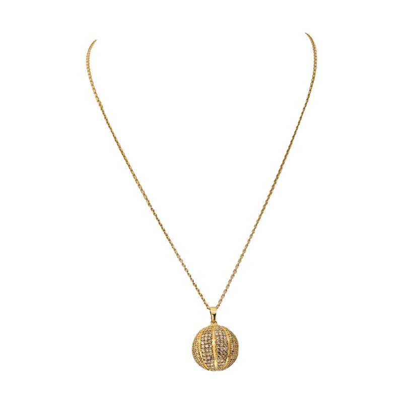 14K YELLOW GOLD 8 00CTTW DIAMOND BASKETBALL NECKLACE