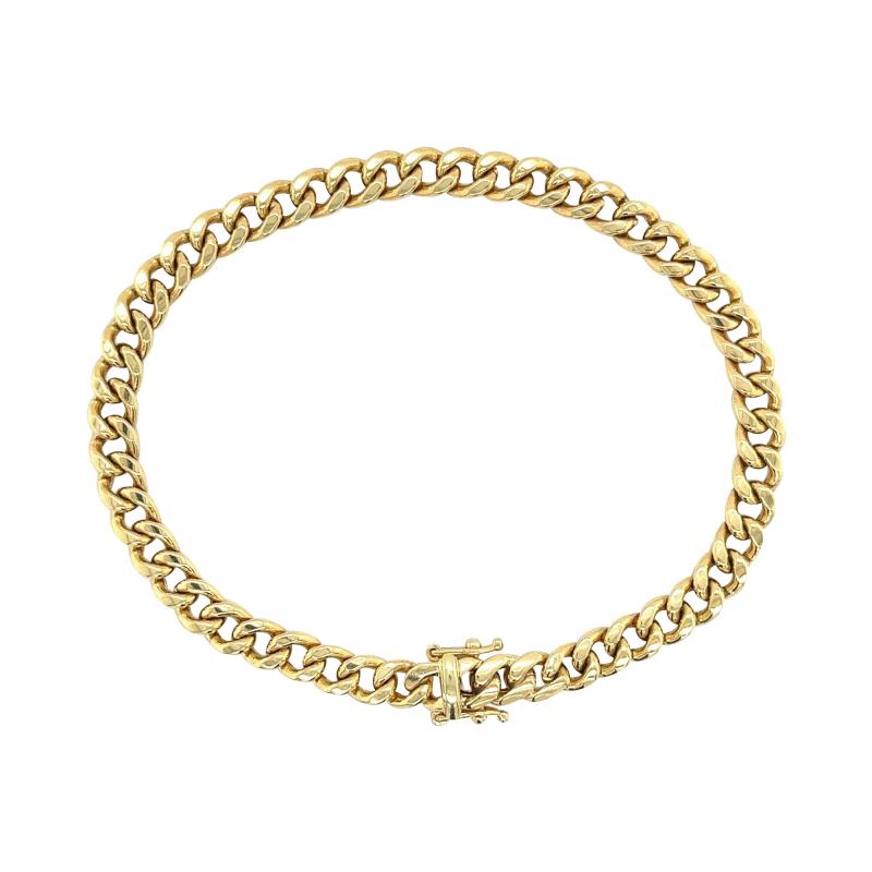 14K Yellow Gold Curb Link Chain Mens Bracelet 5 75 6 5mm 8 5 Inches