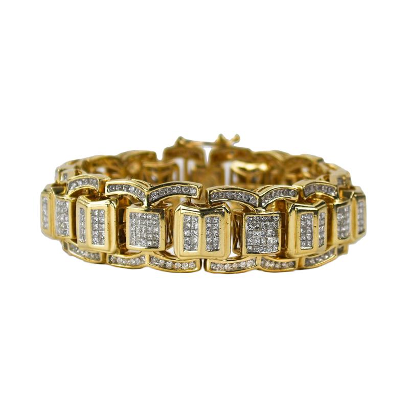 14K Yellow Gold Diamond Encrusted Bracelet 11ct