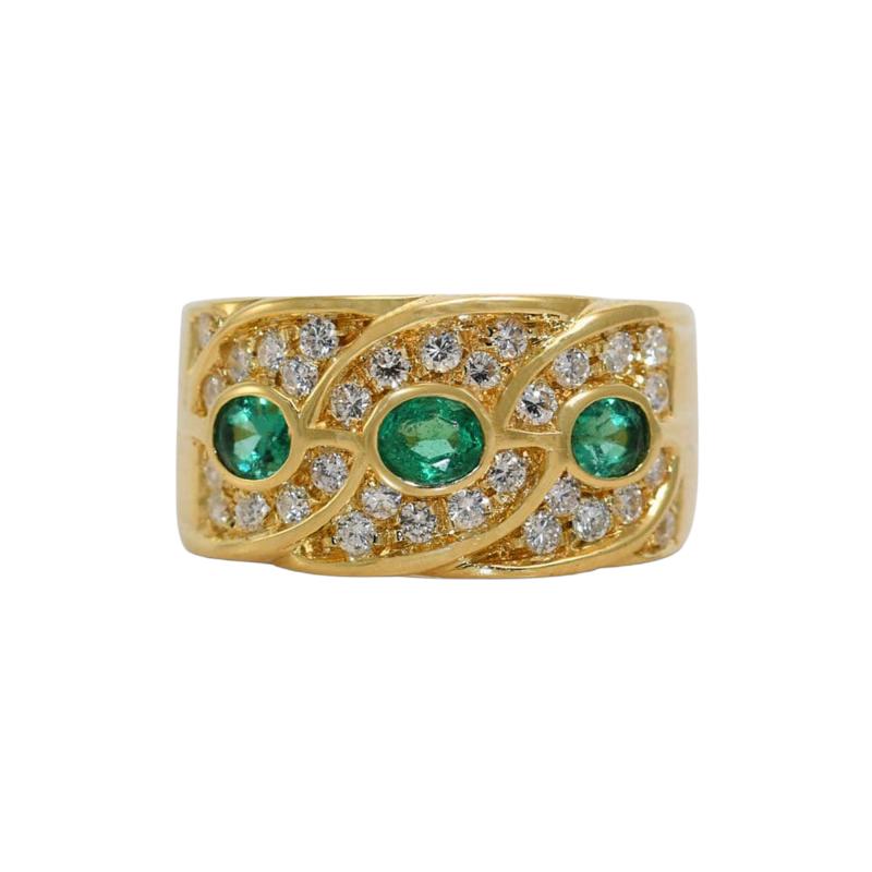 14K Yellow Gold Emerald Diamond Ring 50tdw 9 6g