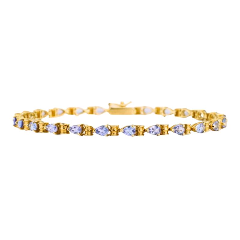 14K Yellow Gold Pear Shape Pale Lavender Tanzanite Bracelet