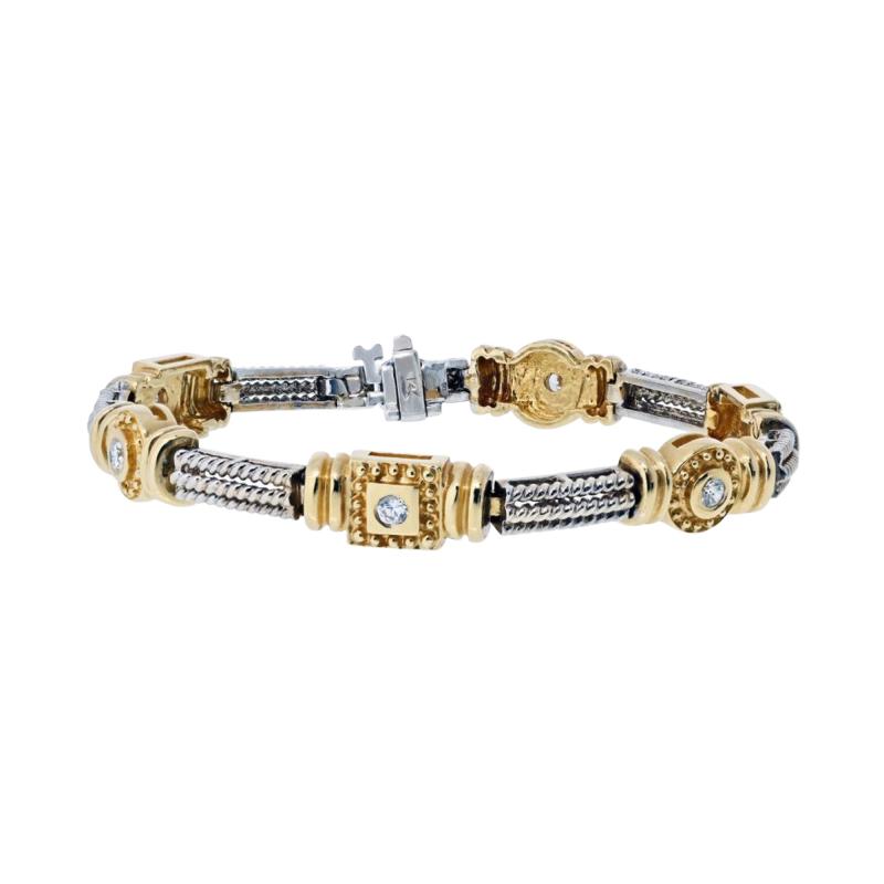 14K Yellow Gold Two Tone Diamond 0 30cttw Bracelet