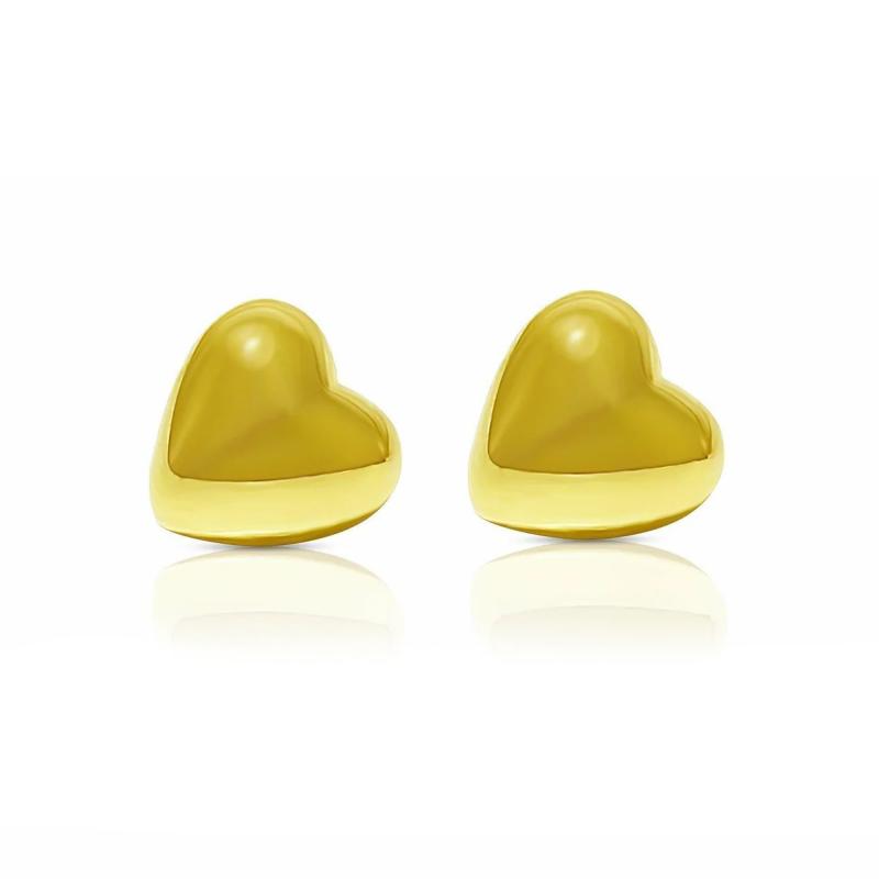 14k Solid Gold Heart Shape Stud Earrings