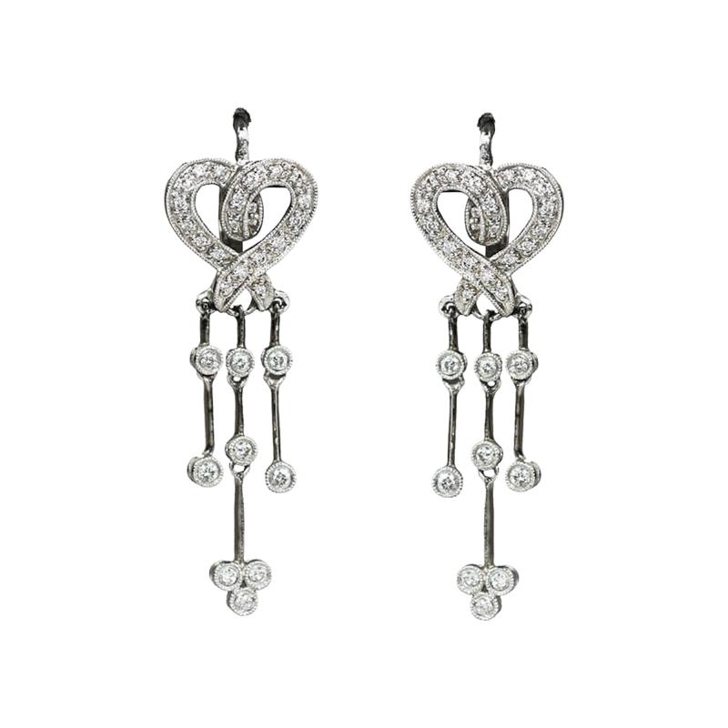 14k White Gold Diamond Dangle Earrings 7 2gr 50tdw