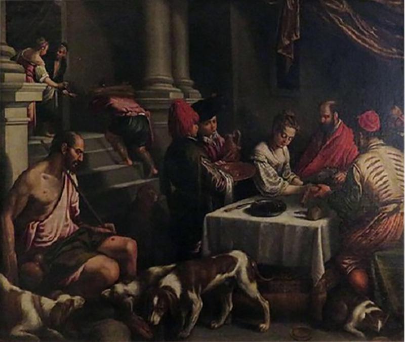 16th 17th Century Bassano Studio Saint Rocco at a Feast Painting