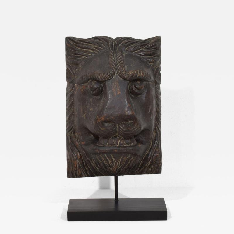17th 18th Century French Carved Wooden Lion Head