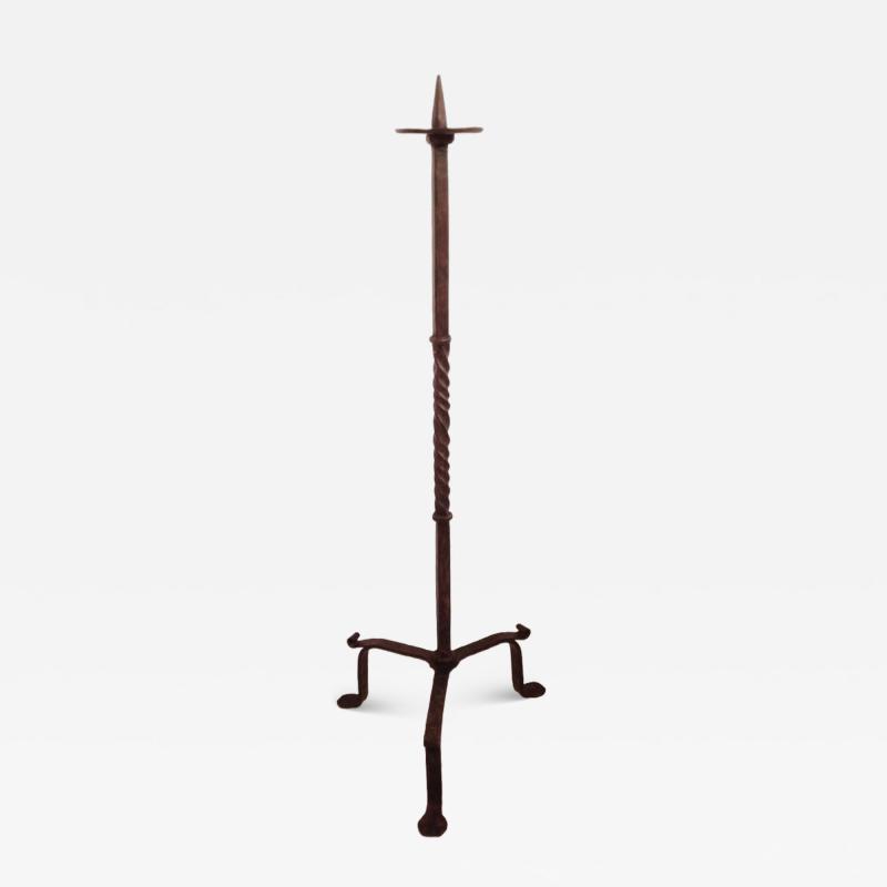 17th 18th Century French Hand Forged Iron Candleholder