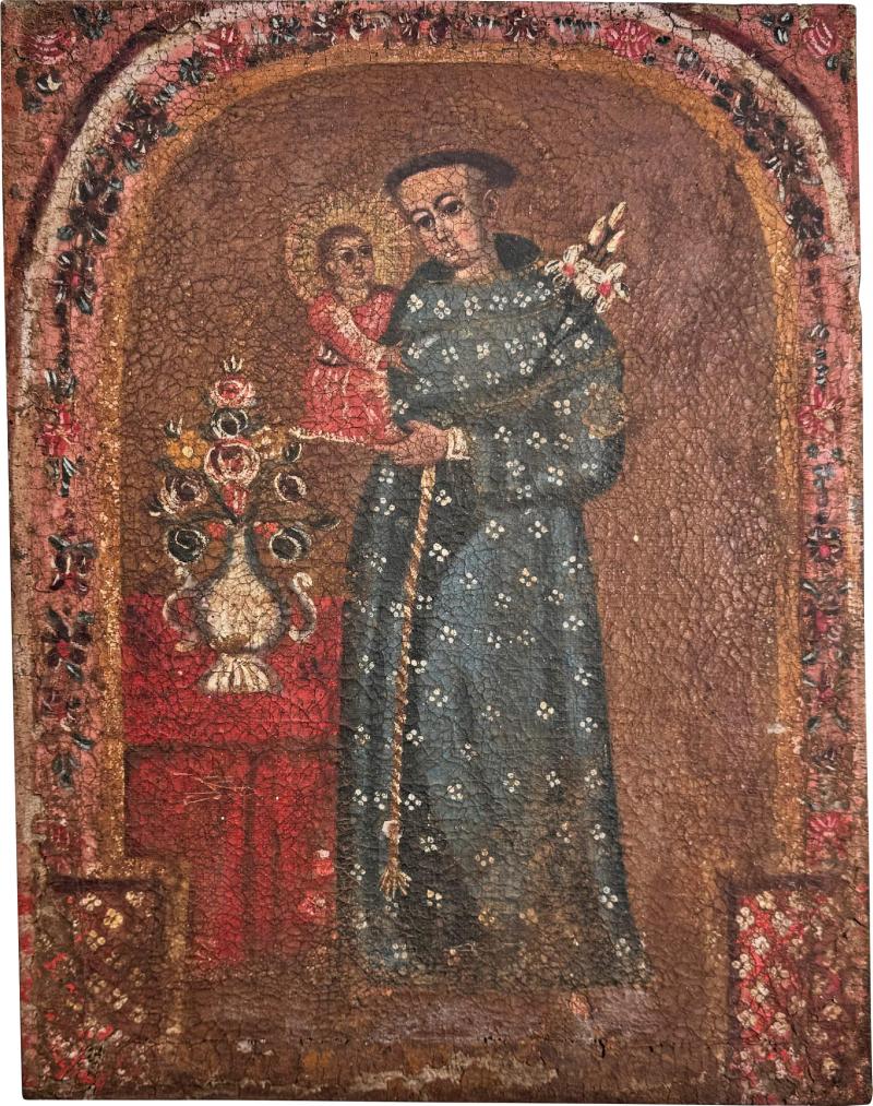 17th Century Cuzco School Painting of Saint Anthony of Padua