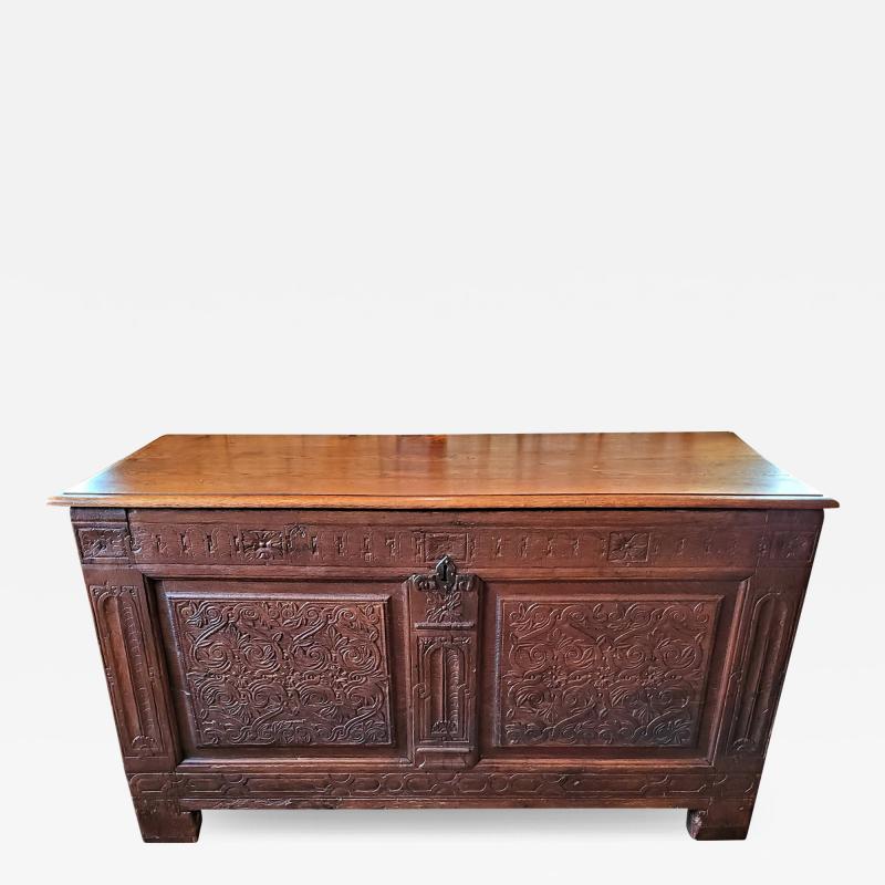 17th Century English Carved Oak Dowry Chest