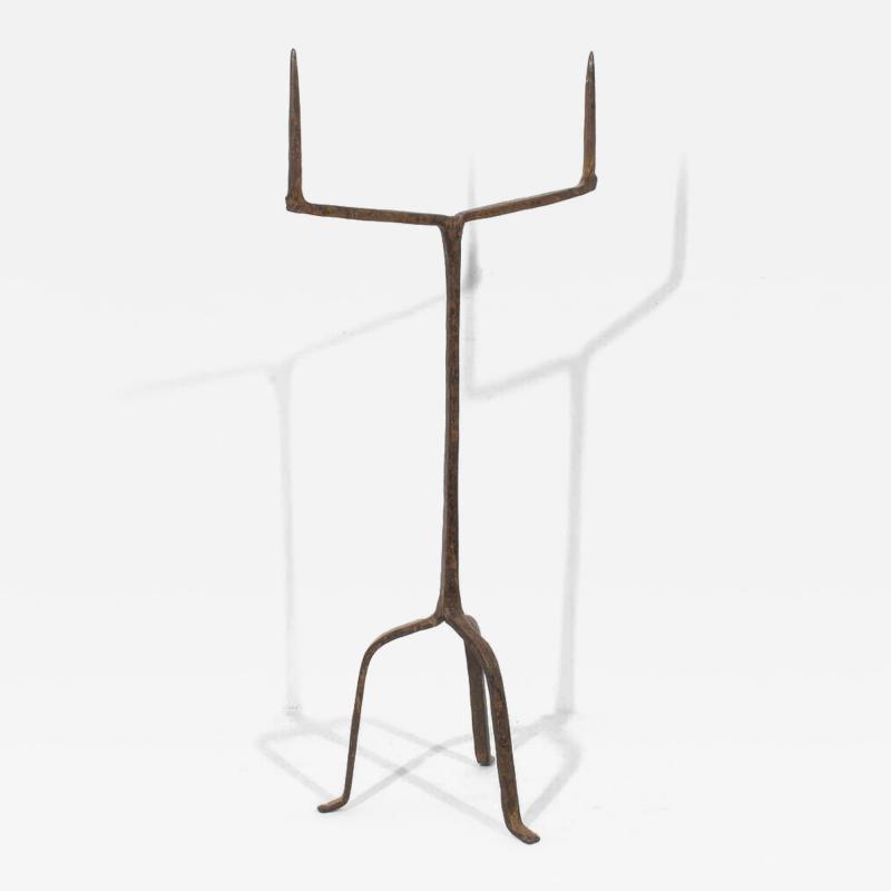 17th Century French Hand Forged Iron Candleholder