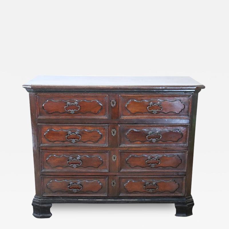 17th Century Italian Louis XIV Walnut Antique Commode or Chest of Drawers