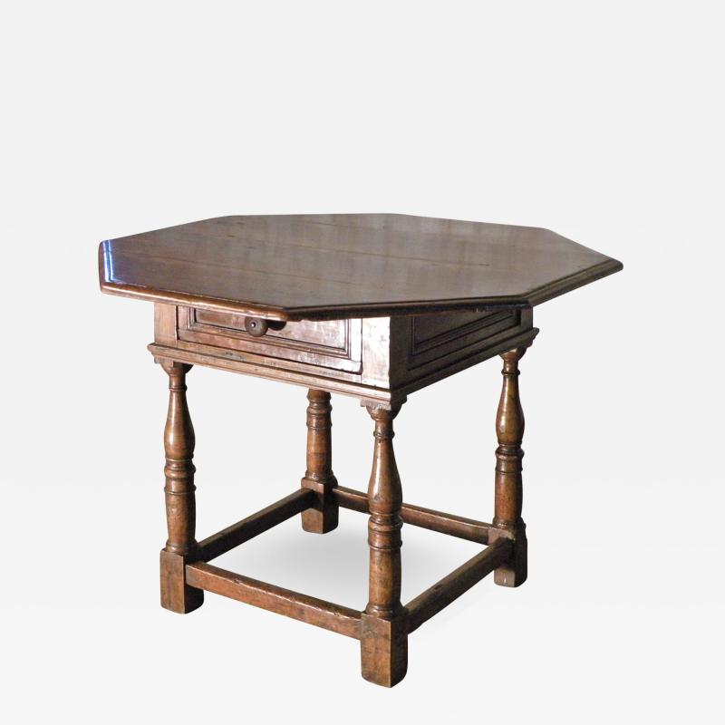 17th Century Italian Octagonal Walnut Center Table