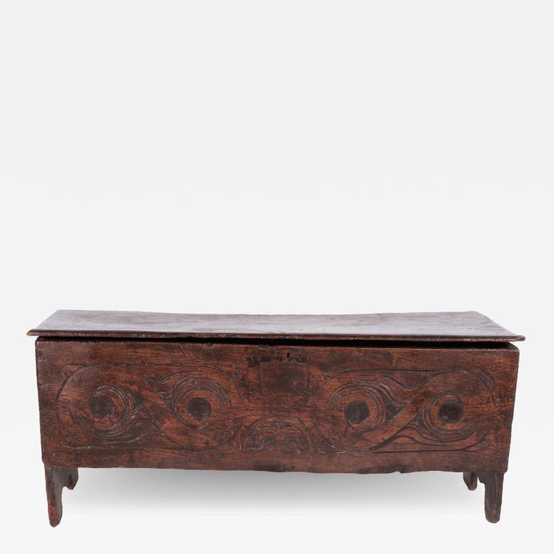 17th Century Six Plank Elm Coffer English Circa 1670