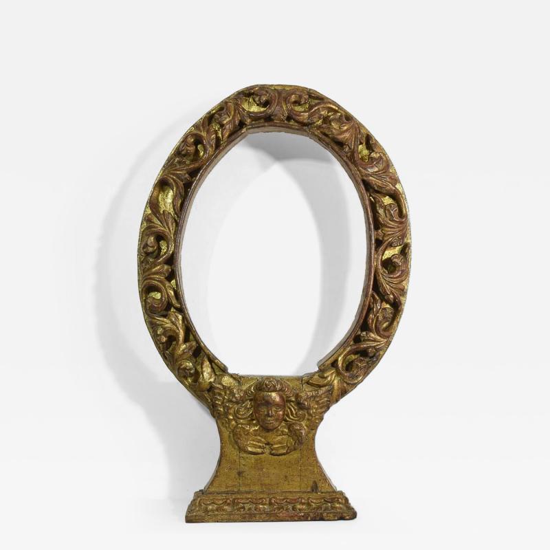 17th Century Spanish Giltwood Baroque Altarpiece with Angel Head