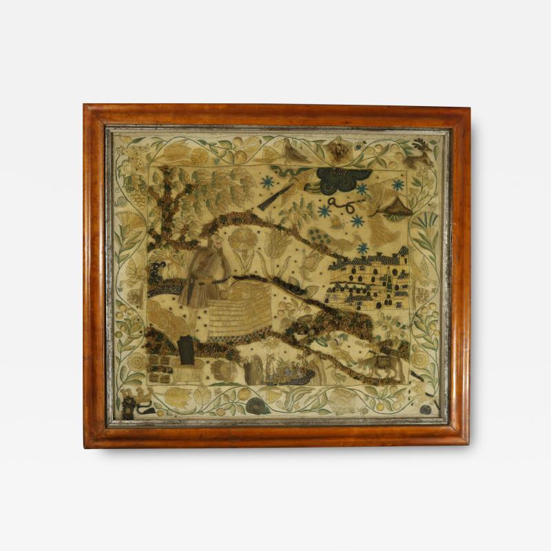 17th Century Stumpwork Picture Depicting The Binding of Isaac