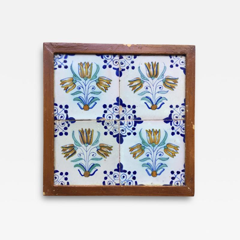 17th century Dutch Delft Tile Panel with Tulips Tulip Tile