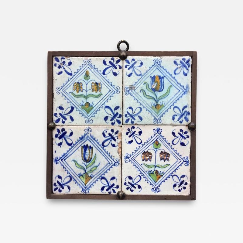 17th century Dutch Delft Tile Panel with Tulips and Fritillaries Tulip Tile