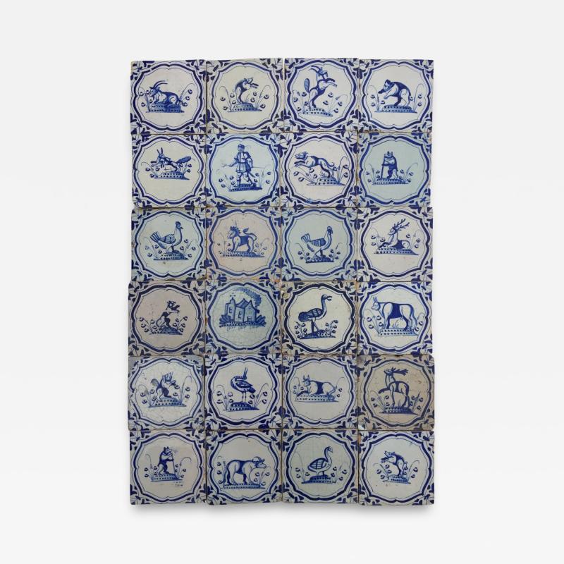 17th century Dutch Delft Tiles with animals