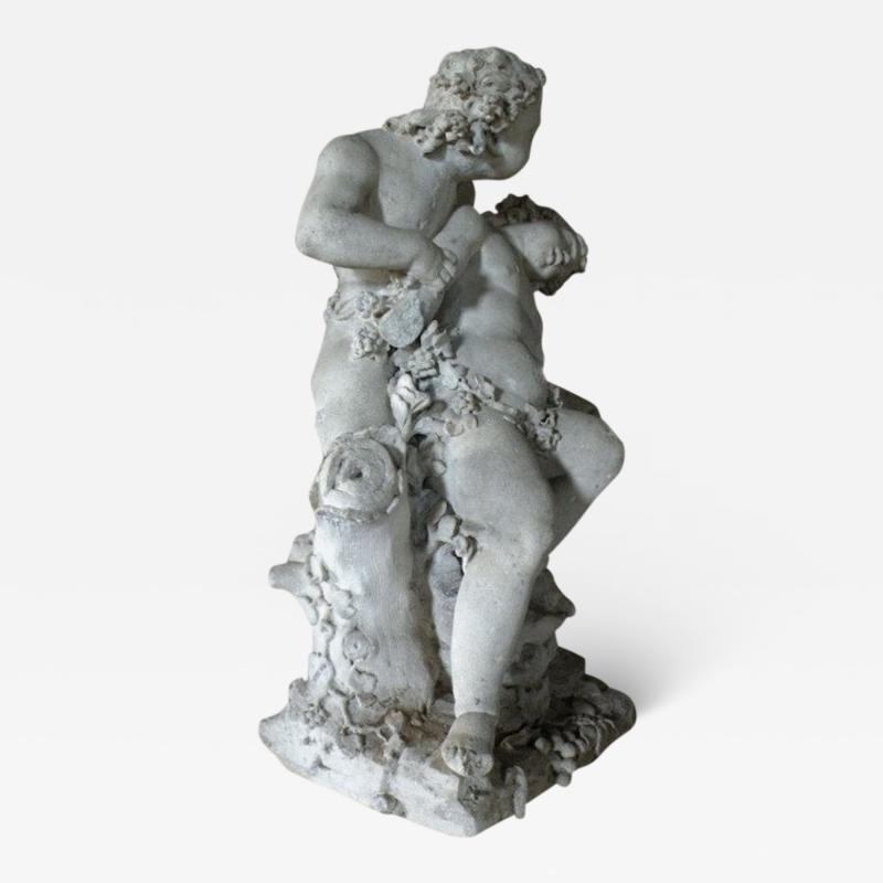 17th century Louis XIV Stone Sculpture of Playing Children