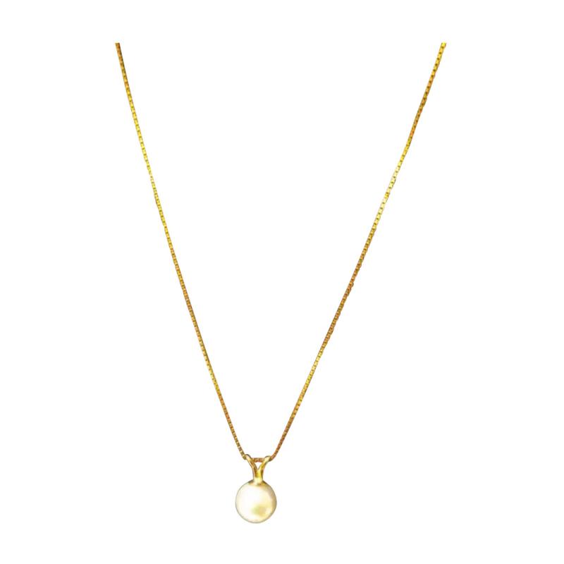 18 Gold 14k Necklace with Cultured Pearl Pendant