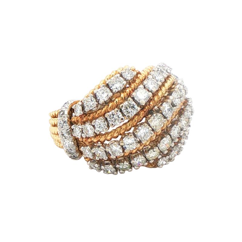 18 Karat Rope Diamond Dome Ring