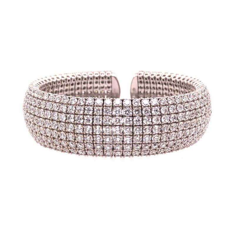 18 Karat White Gold and Diamond Cuff Bracelet Weighing Approx 32 89 Carat