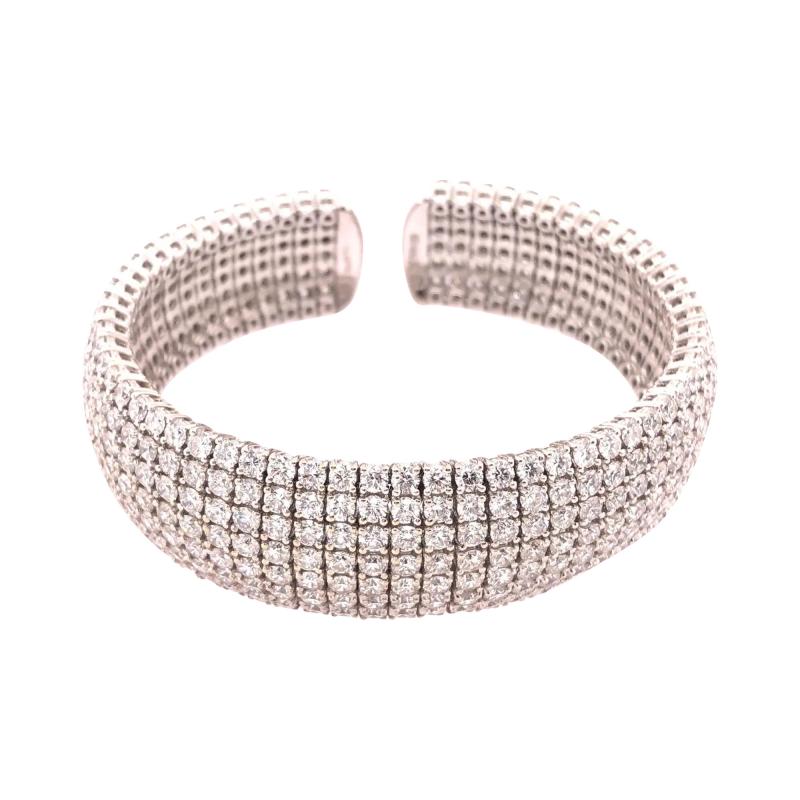 18 Karat White Gold and Diamond Cuff Bracelet Weighing Approx 32 89 Carat