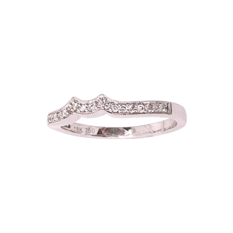 18 Karat White Gold and Diamond Wedding Contour Band Bridal Ring