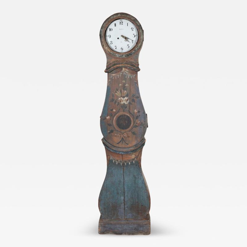 1822 Swedish Folk Art Tall Case Clock with Original Paint