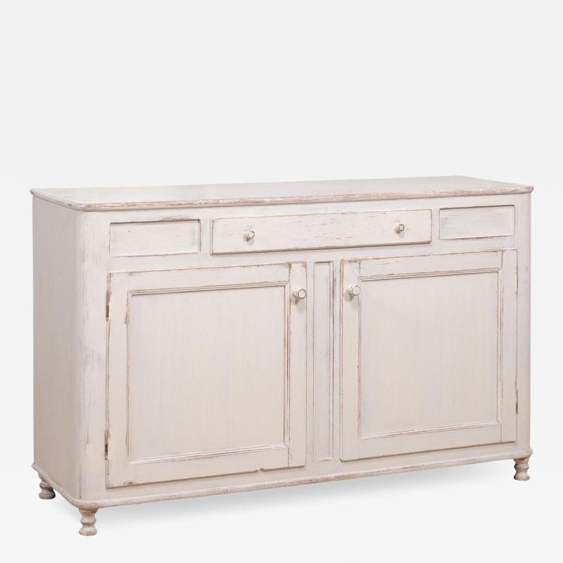 1830s Swedish Grey Painted Sideboard with Single Drawer over Two Doors