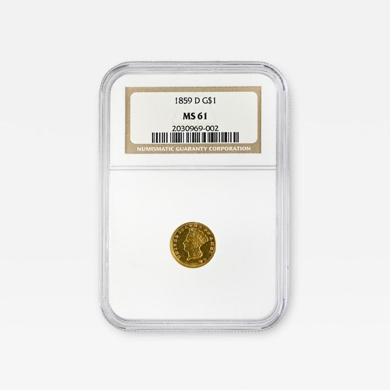1859 D G 1 Gold Dollar NGC MS61