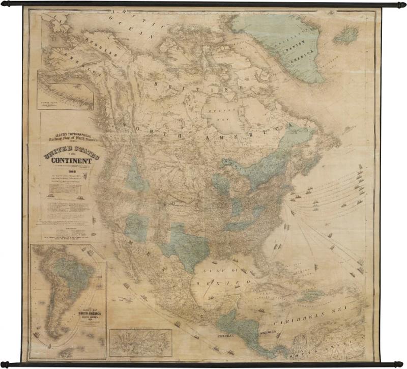 1868 Lloyds Topographical Railway Map of North America