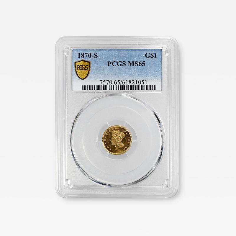 1870 S G 1 Gold Dollar PCGS MS65