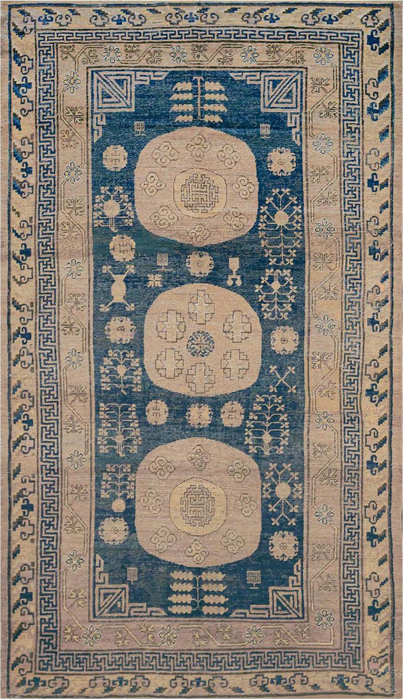1880s Century Handwoven Antique Wool Khotan Rug