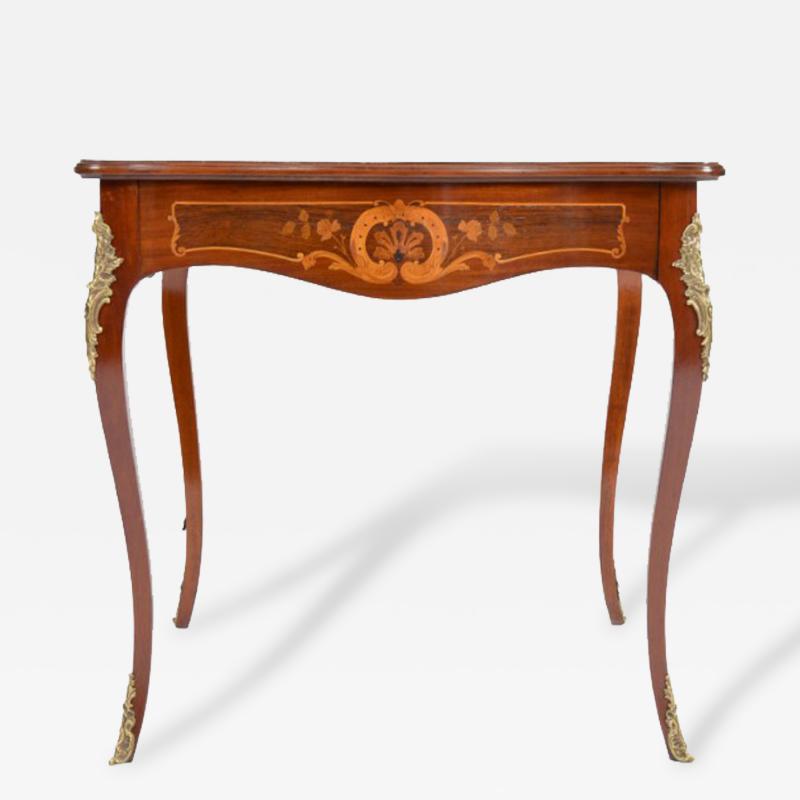 1880s French Table with Marquetry and Ormolu Mounts