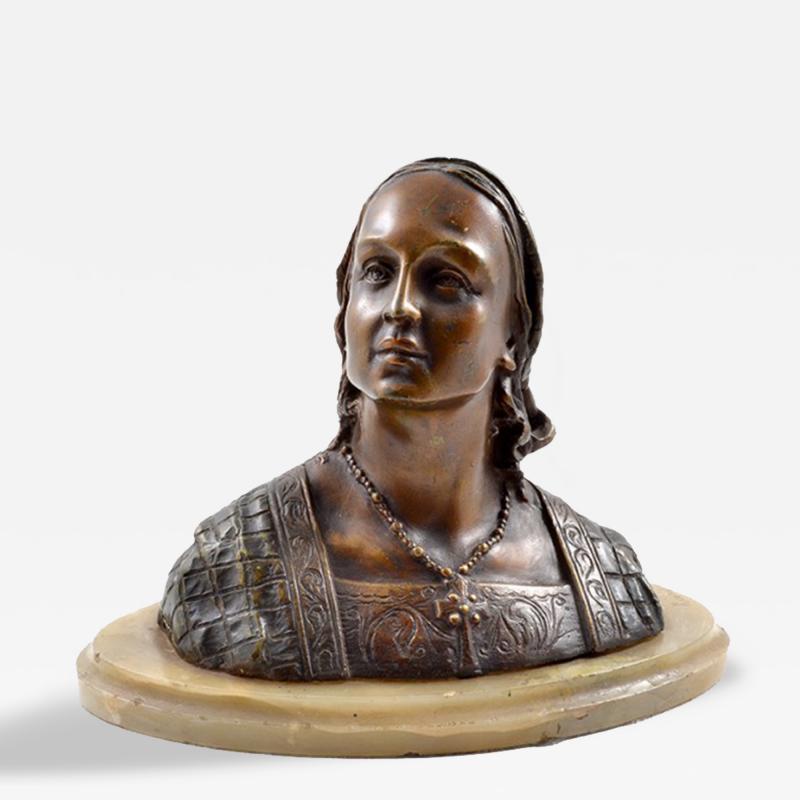 1890s Bronze Bust of Young Lady by Ruxples Onyx Base