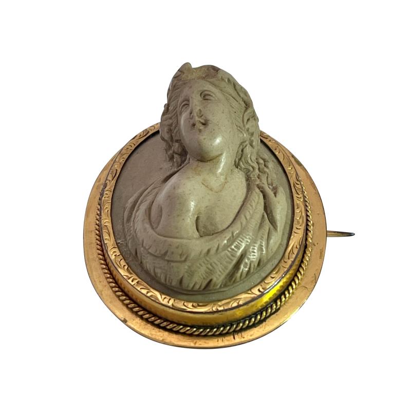 1890s High Relief Lava Cameo brooch