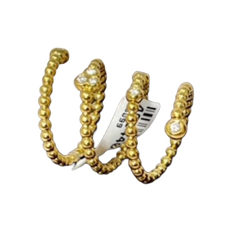 18K Gold and Diamond Coil Ring from Italy