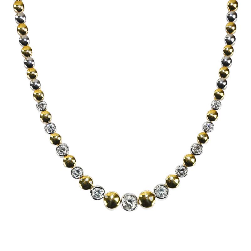 18K Two Tone Gold Diamond Necklace 2 45ct