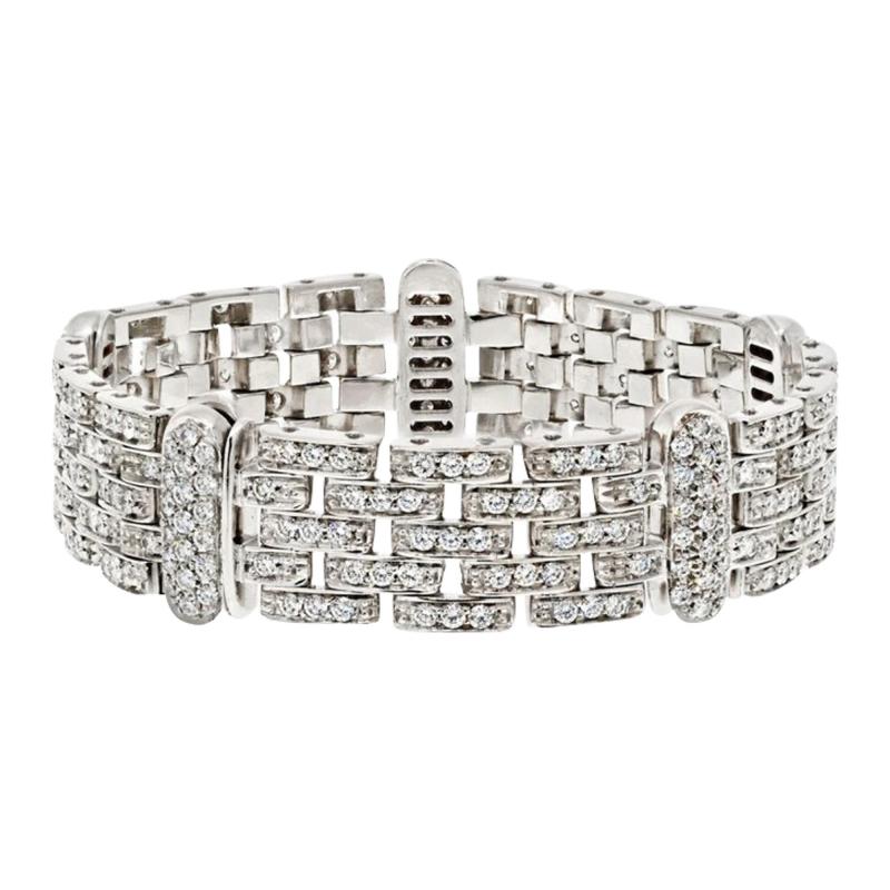 18K WHITE GOLD 10 00CTTW FIVE ROW DIAMOND LINK LADIES BRACELET