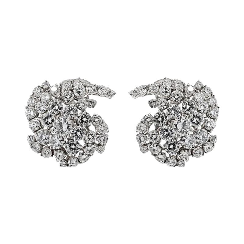 18K WHITE GOLD 22 00CTTW DIAMOND CLUSTER EARRINGS