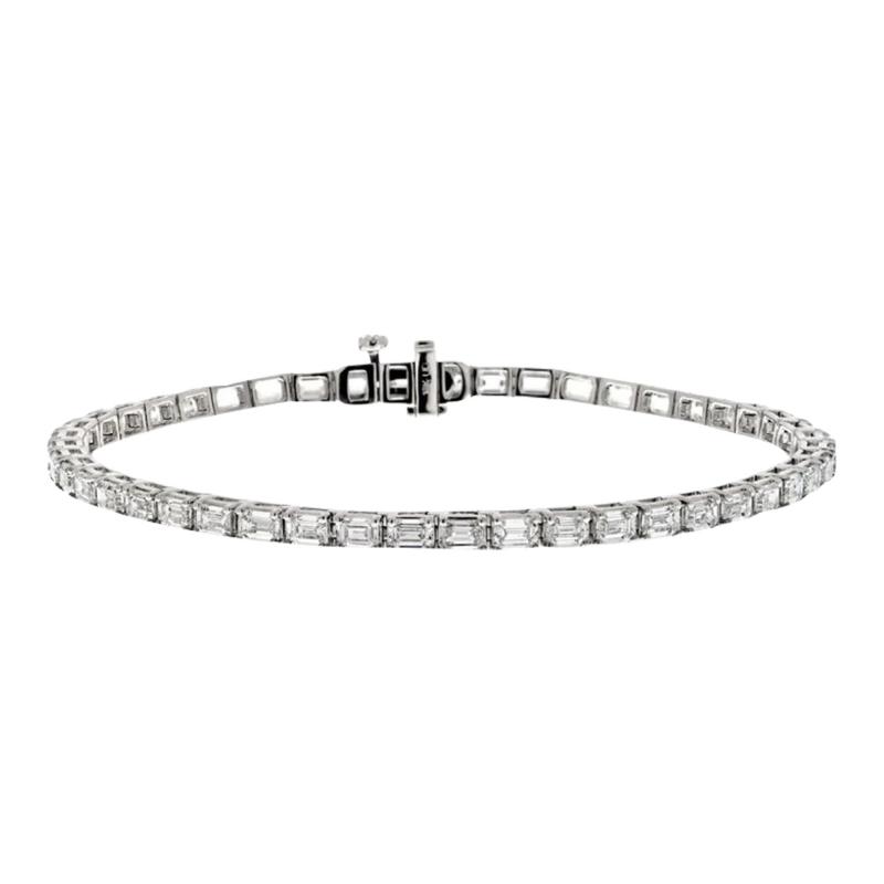 18K WHITE GOLD 7 35CTTW EMERALD CUT DIAMOND ONE LINE BRACELET