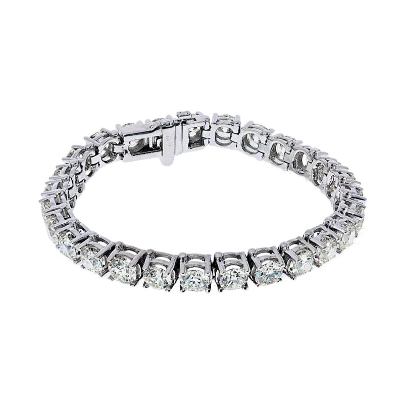 18K White Gold 19 00cttw Prong Set Round Diamond Tennis Bracelet