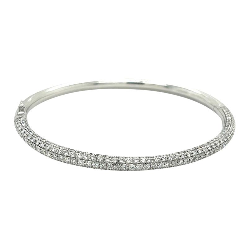 18K White Gold 3 7 Carat Round Cut Micro Pave Natural Diamond Bangle Bracelet