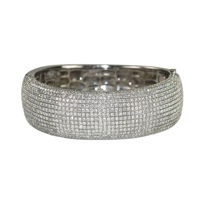 18K White Gold Diamond Bangle Bracelet 11 20ct