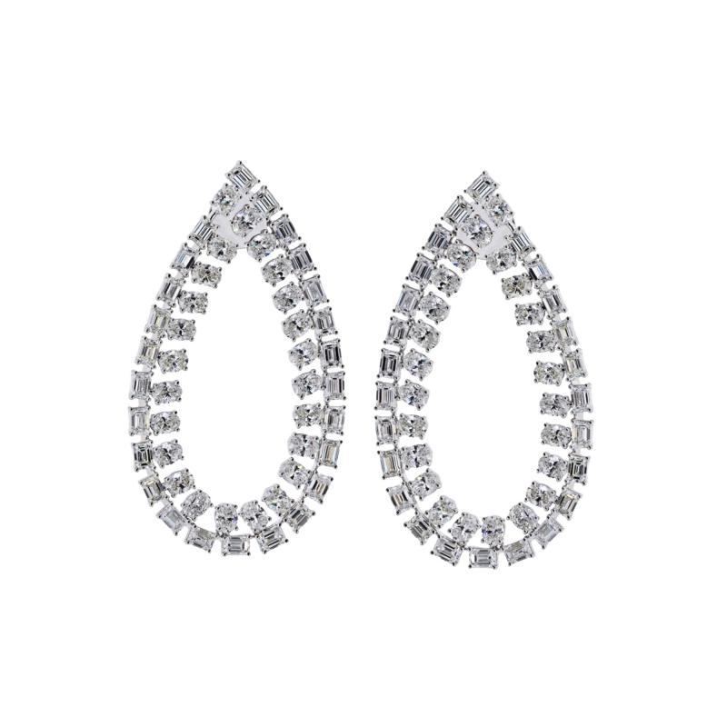 18K White Gold Pear Drop Diamond 19 60cttw Earrings