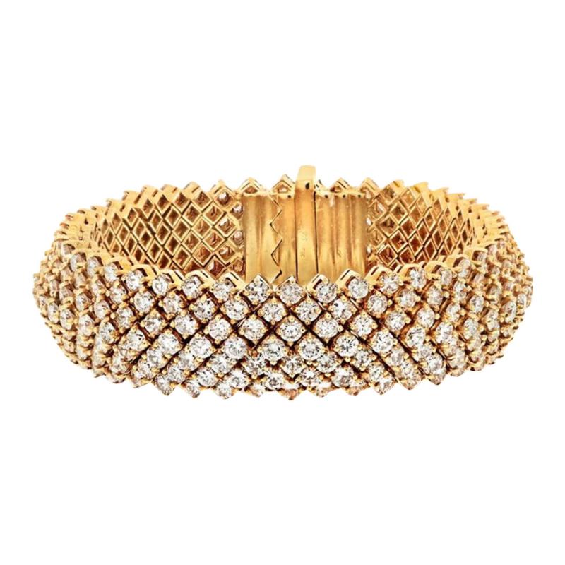 18K YELLOW GOLD 21 CARAT DIAMOND CARPET BRACELET